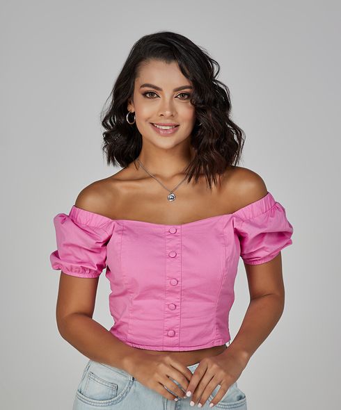 Blusa con botones forrados - stopjeans