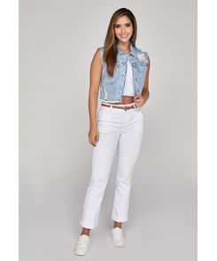 Pantalón ejecutivo tiro alto recto blanco para mujer