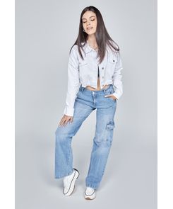 chaqueta manga larga color blanco con elastico en cintura