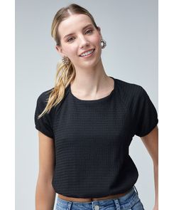 Blusa manga corta tipo globo crop