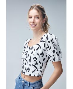 Blusa manga corta tipo globo largo crop