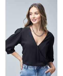 Blusa manga corta entrecruzada