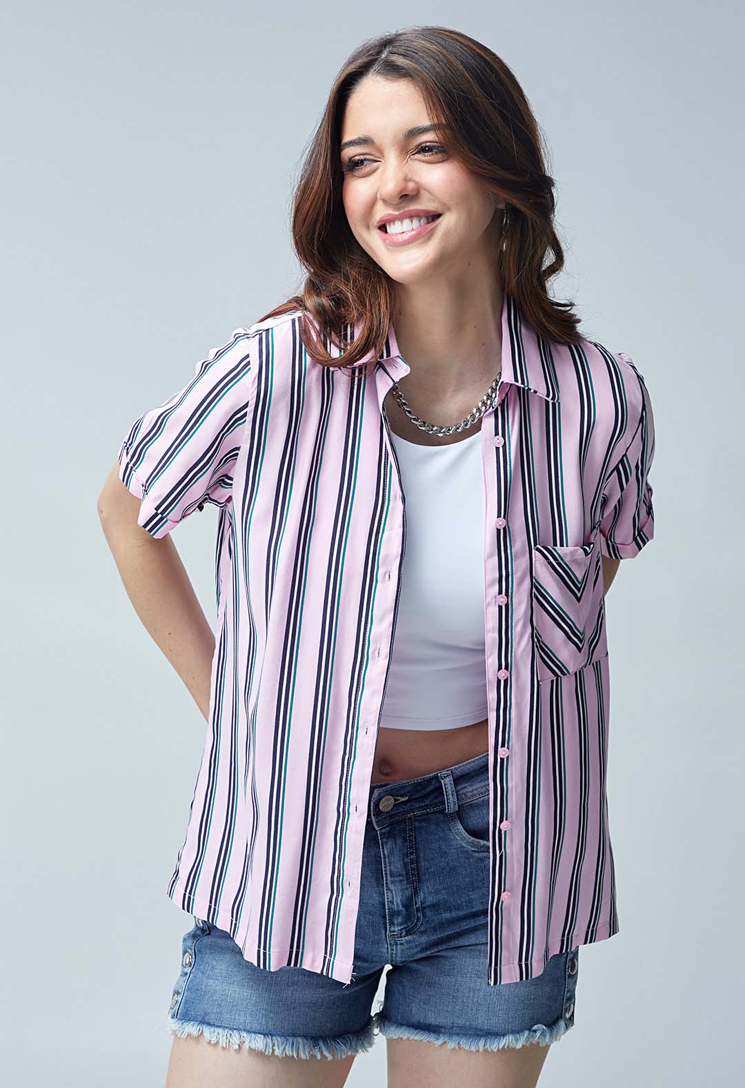 Blusa manga corta a rayas
