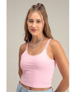 Camiseta tiras con doble sesgo crop