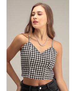 Blusa tiras estampada crop