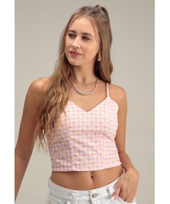 Blusa tiras estampada crop