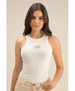 Camiseta manga sisa en rib con estampado