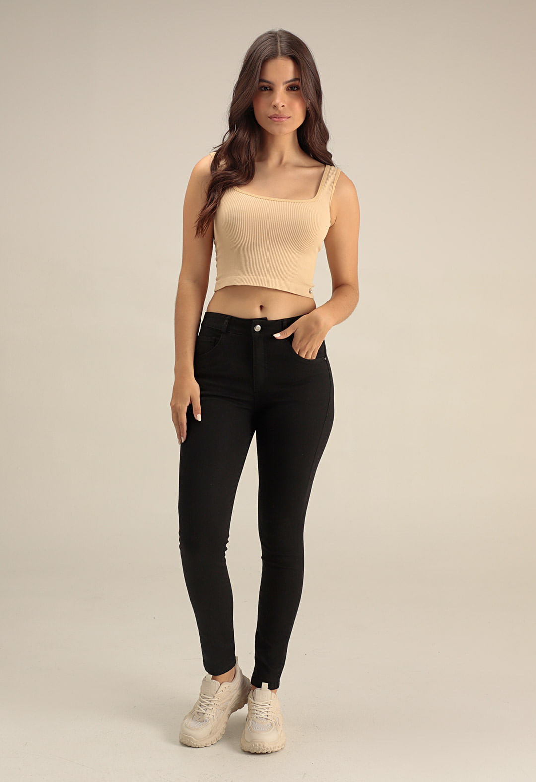 Jean reductor tiro alto básico para mujeres para mujer