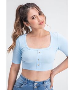 Camiseta manga corta con simulación perilla