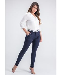 Pantalon Ejecutivo Tiro Alto Bota Tubo Azul Navy1