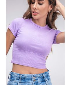 Camiseta manga corta largo crop para mujer