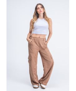 Pantalón con jareta en pretina para mujer