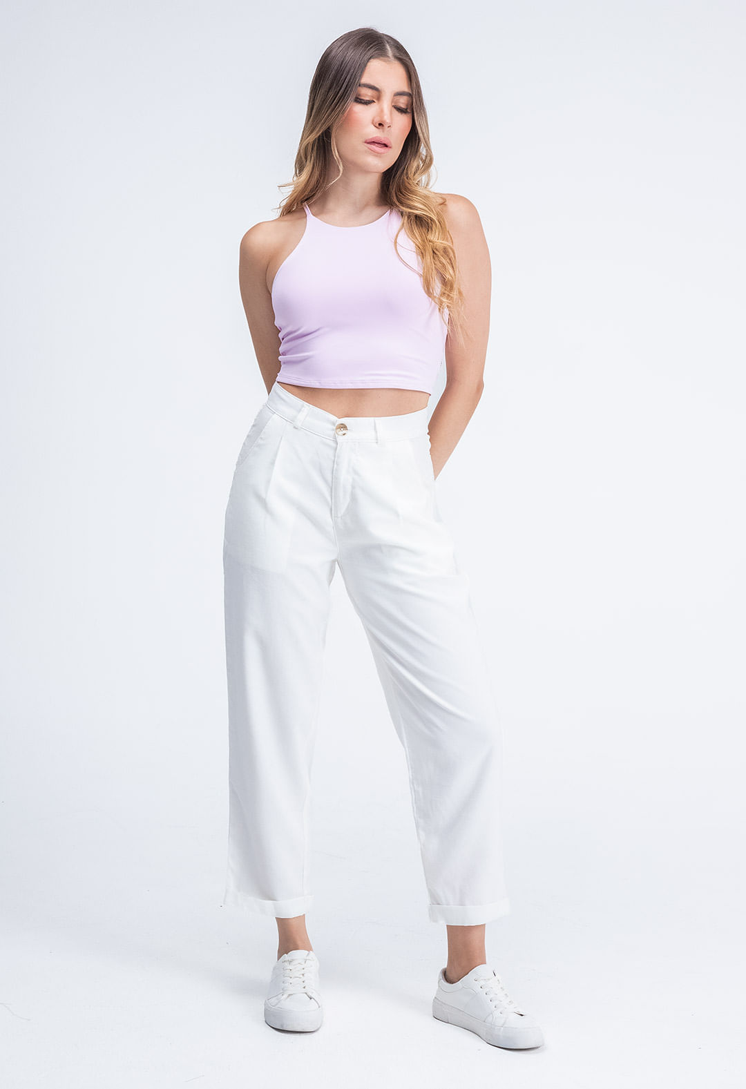Pantalón cargo tiro alto tobillero para mujer