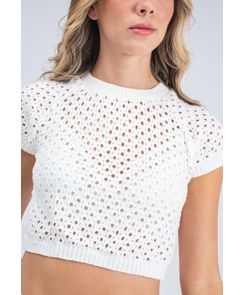 Camiseta manga corta crop tejida