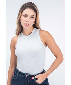 Camiseta manga sisa en rib basico para mujer