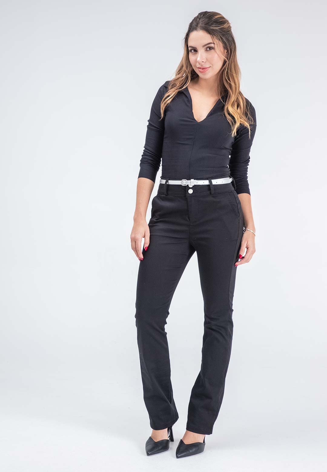 Pantalon Ejecutivo Tiro Alto Bota Recta Negro