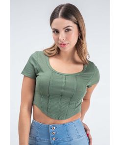 Camiseta manga corta con cortes en frente para mujer