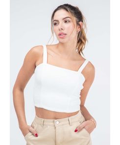 Blusa tiras crop con cortes y nido de abeja para mujer