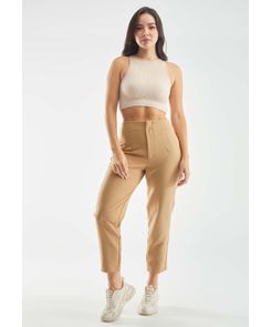 Pantalón tiro alto con pinzas tobillero