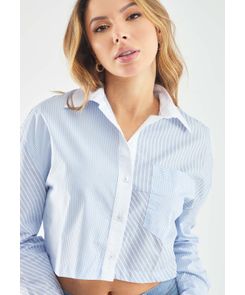 Blusa manga larga a rayas con perilla