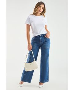 Jean cargo tiro alto detalle en bolsillo
