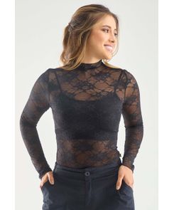 Camiseta manga larga en encaje