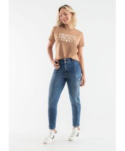 Jean cargo tiro alto bota tubo para mujeres