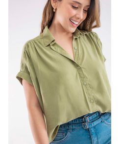 Blusa manga corta con hombro caído