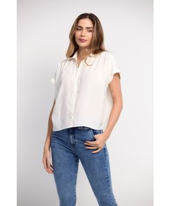 Blusa manga corta con hombro caído