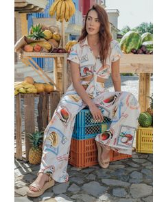 Pantalón tiro alto full print