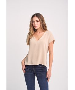 Blusa arena con espalda abierta para mujeres