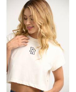 Camiseta marfil estampada para mujeres