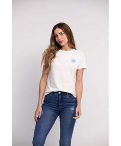 Camiseta marfil con estampado para mujeres