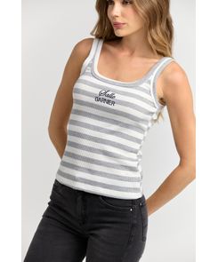 Camiseta gris con frente bordado para mujeres