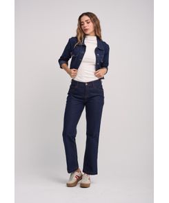 Jean vaquero oscuro bota recta para mujeres