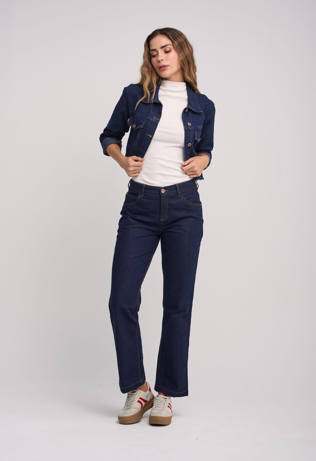 Jean vaquero oscuro bota recta para mujeres