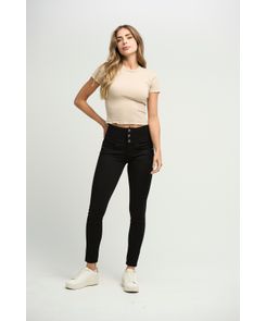 Jean lipojean negro bota tubo para mujeres