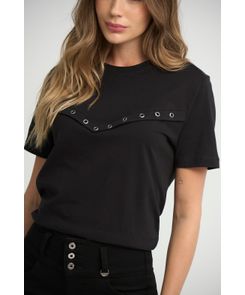 Camiseta negra con taches para mujeres