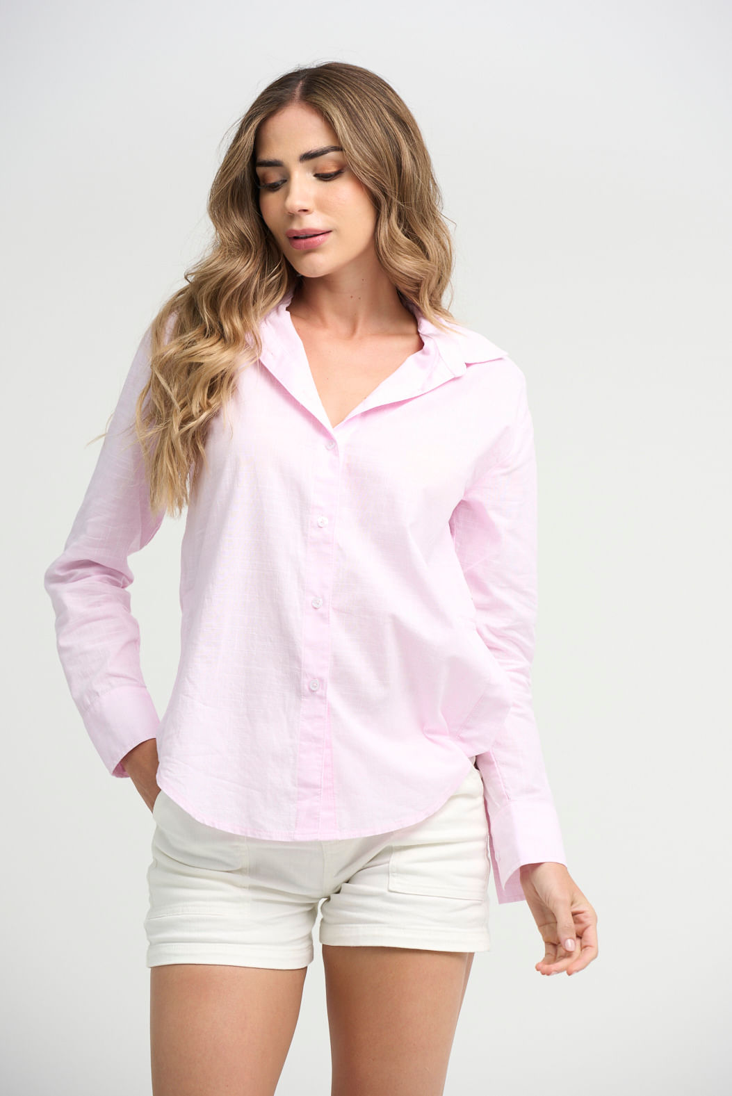 Blusa rosa con aberturas en costados para mujeres