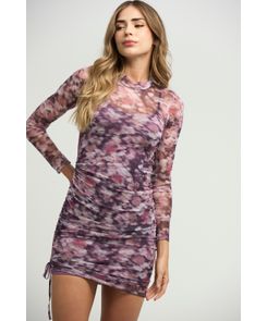 Vestido uva con jaretas en costados para mujeres