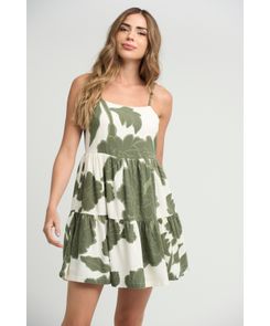 Vestido verde lace up en espalda para mujeres