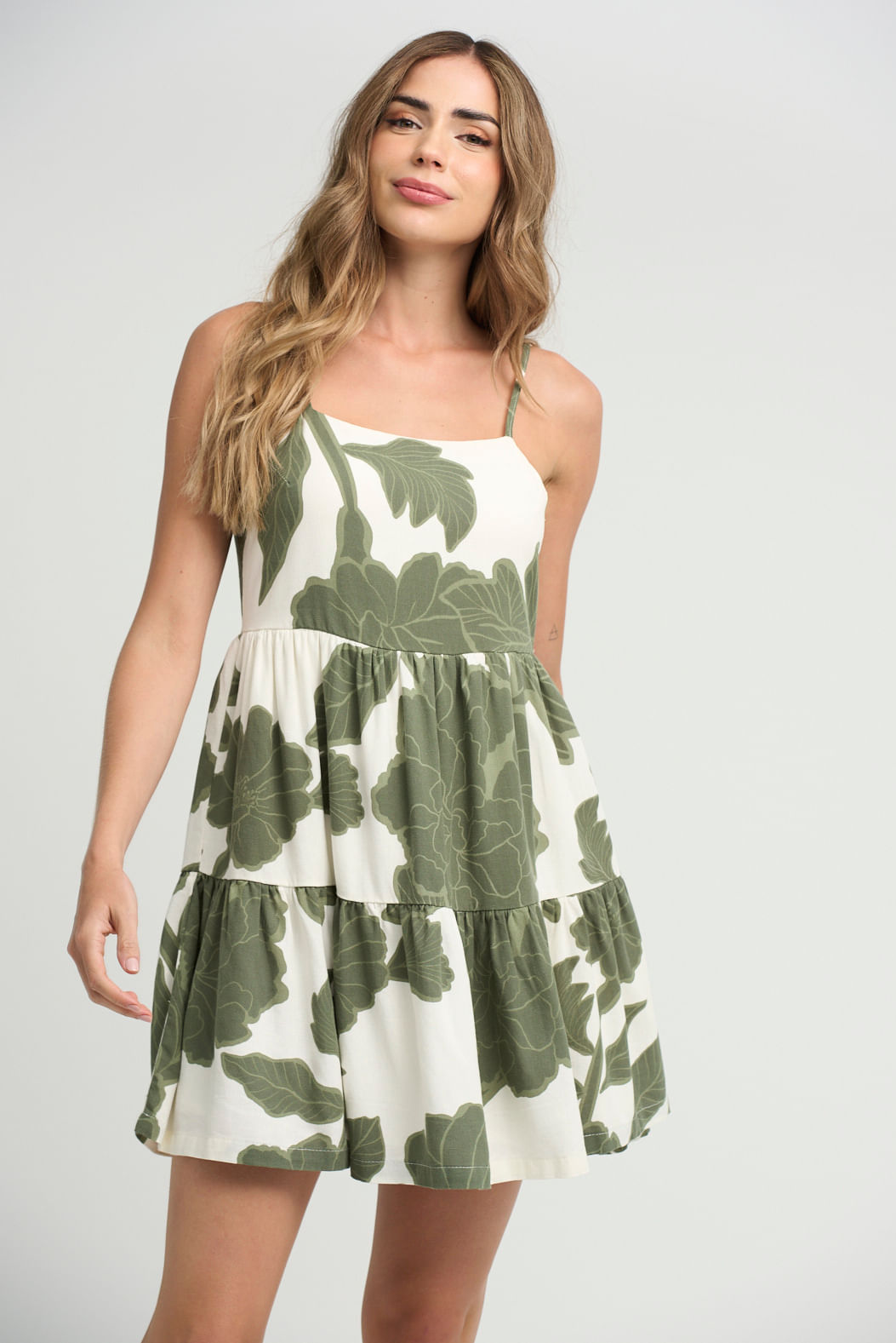 Vestido verde lace up en espalda para mujeres