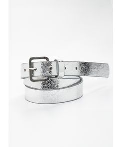 Correa plateada con hebilla metalica para mujeres