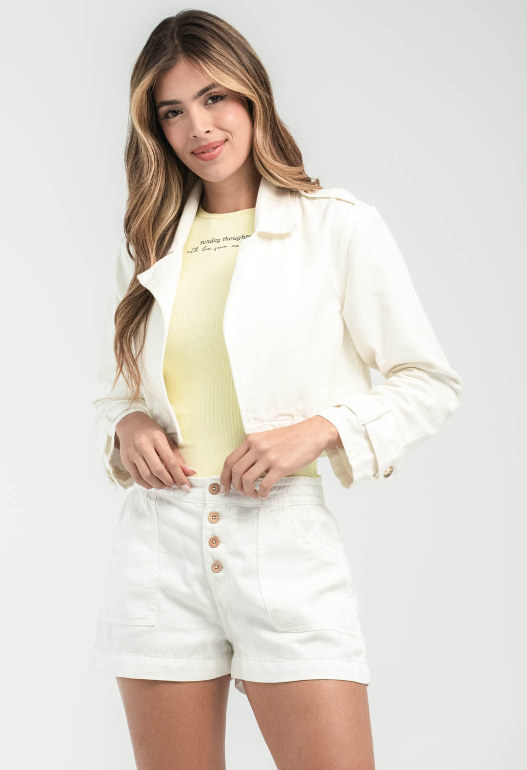 Chaqueta marfil con charreteras para mujeres