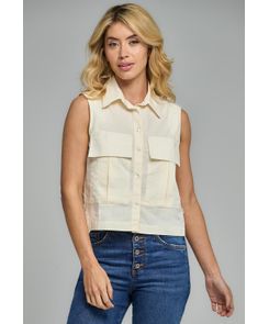 Blusa marfil con bolsillo para mujeres