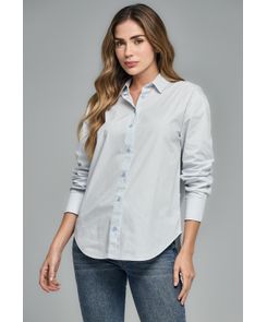 Blusa azul claro con abertura en espalda para mujeres