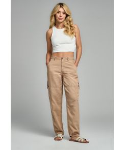 Pantalón cargo chocolate con charreteras para mujeres