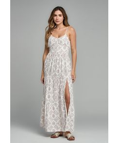 Vestido marfil recogido en busto para mujeres