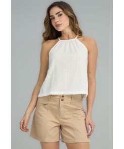 Blusa marfil cuello halter para mujeres