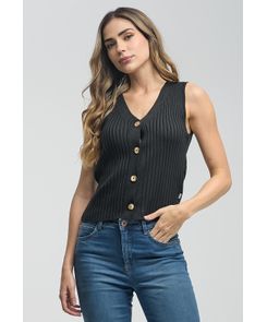 Chaleco negro con botones para mujeres
